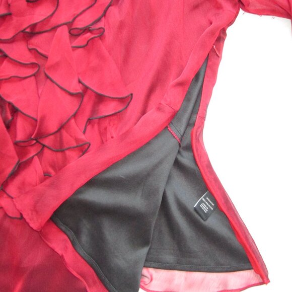 Collection Dressbarn womens Sz 22W red ruffle blouse top long sleeve witchy Y2K - Picture 11 of 12